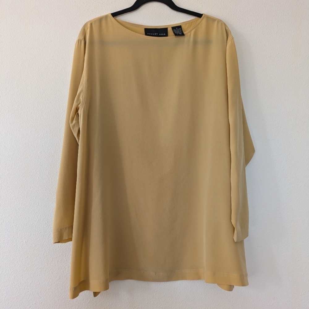 August Silk Butter Yellow 100% Silk Lightweight Oversized Tunic sz S/OS